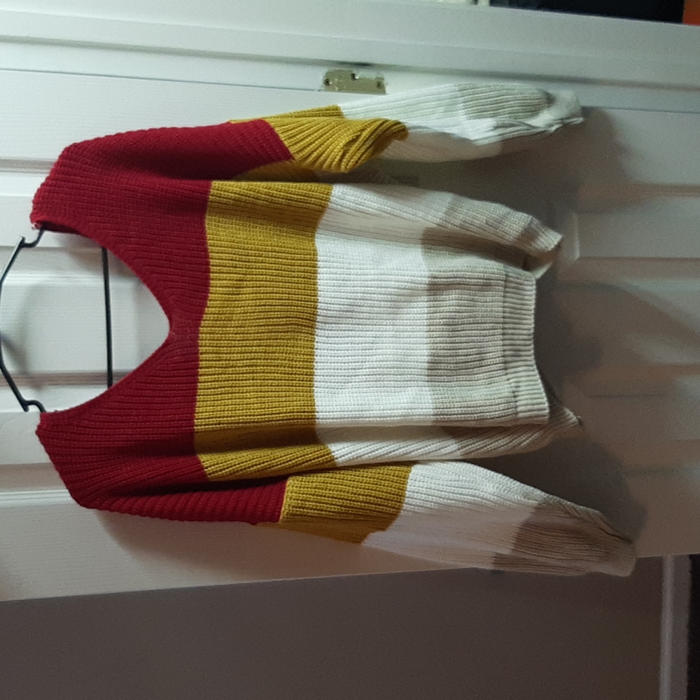 Boohoo multicolored stripe twist back sweater
